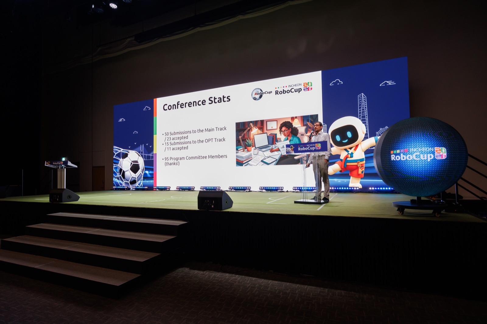 A speaker presenting at the RoboCup Symposium